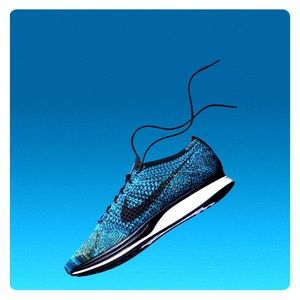 Nike Flyknit Racer Crew Blue Black Swoosh 5.5